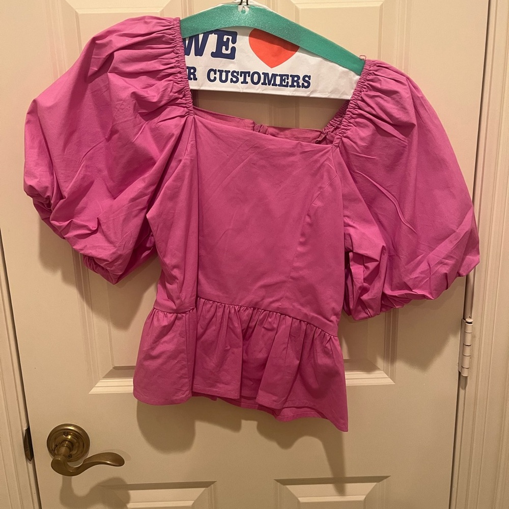 Chic Pink Puff Sleeve Blouse